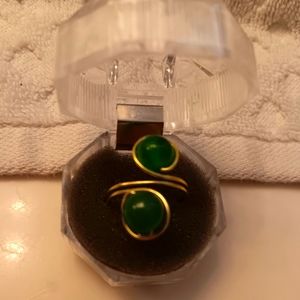 Jade & Copper Adjustable Ring